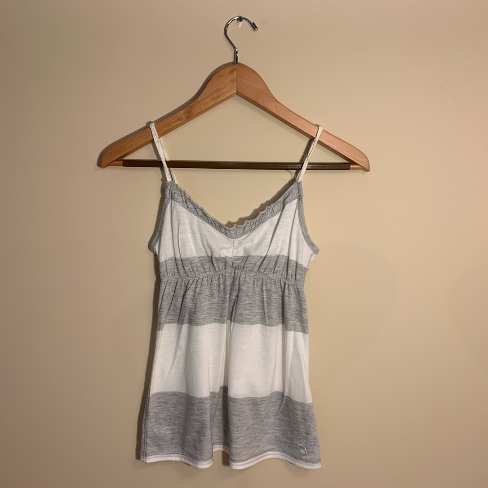 Grey and white tank top striped Abercrombie
